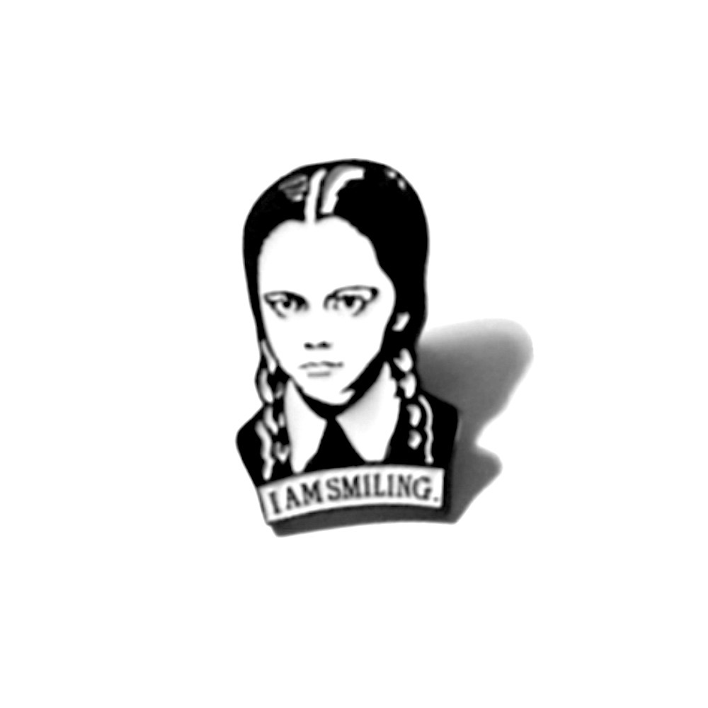 NEW I Am Smiling Wednesday Adams Metal Pin
